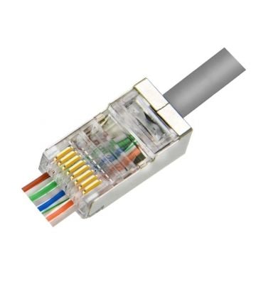 CAT5e doorsteek connector RJ45 pass through - shielded - voor soepele en stugge kern