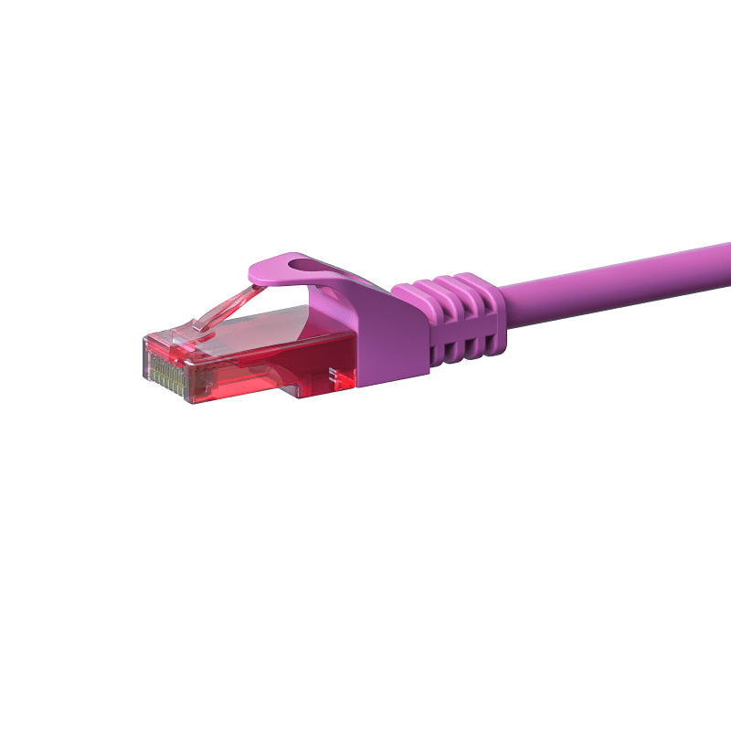 Cat6 internetkabel 10m roze 100% koper - onafgeschermd