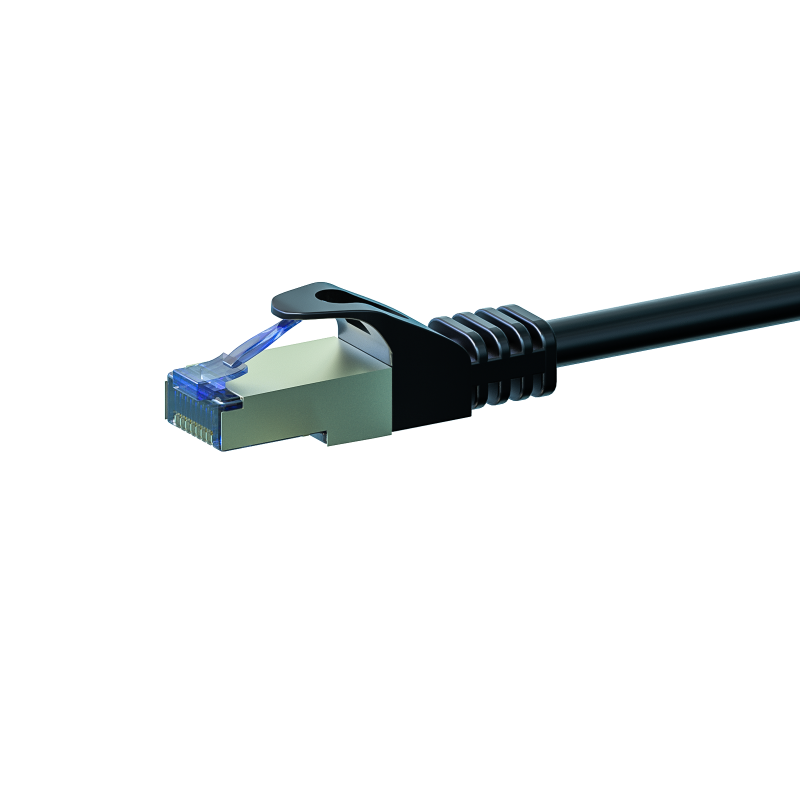 Cat6a internetkabel 0,25m zwart 100% koper - extra afgeschermd