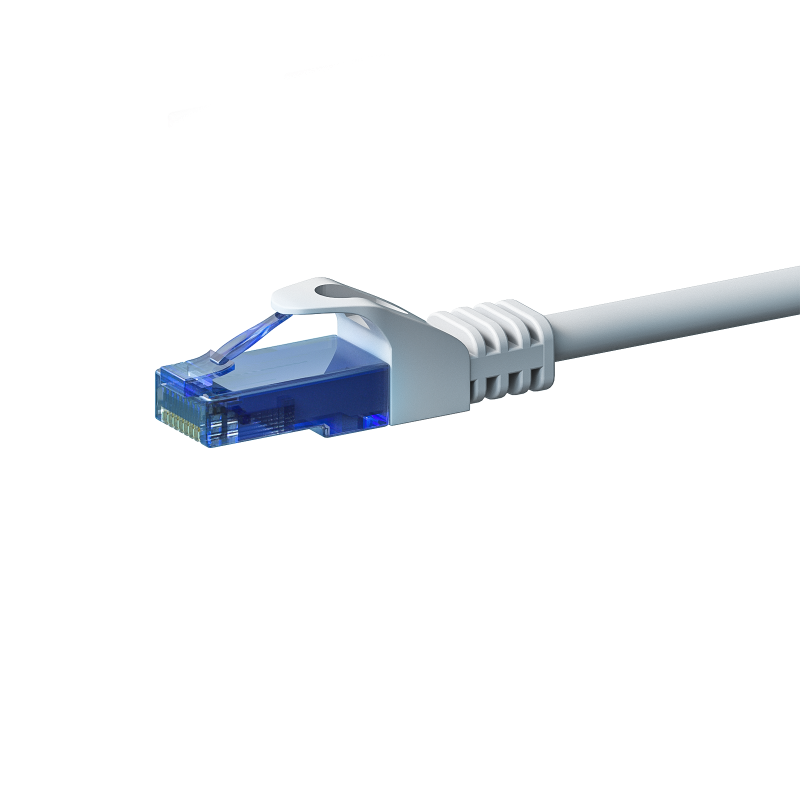 Cat6a internetkabel 0,50m wit 100% koper - onafgeschermd