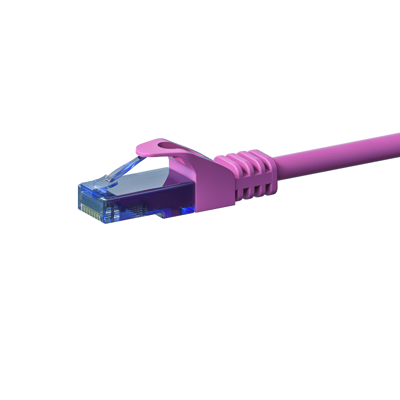 Cat6a internetkabel 0,50m roze 100% koper - onafgeschermd