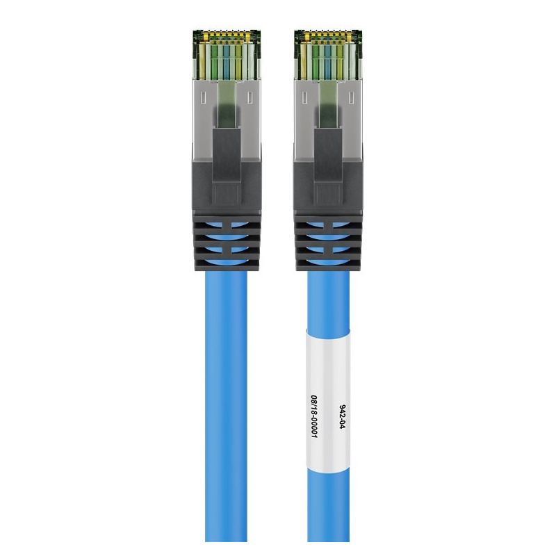 Cat8 internetkabel 0,25m blauw 100% koper - extra afgeschermd