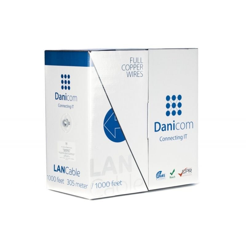 DANICOM Cat5e internetkabel op rol 305m stranded grijs PVC (Fca) - afgeschermd