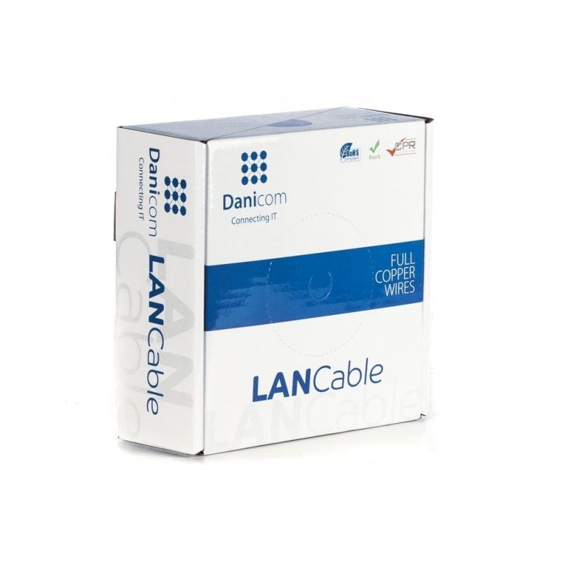 DANICOM Cat5e internetkabel op rol 50m stranded grijs PVC (Fca) - afgeschermd